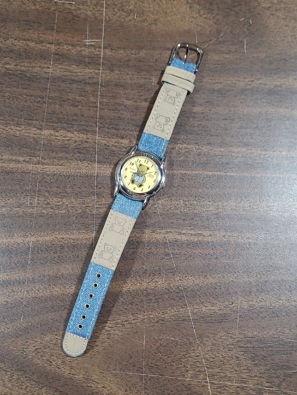 Cute Bear Face Denim Strap Watch - (Needs New Battery)